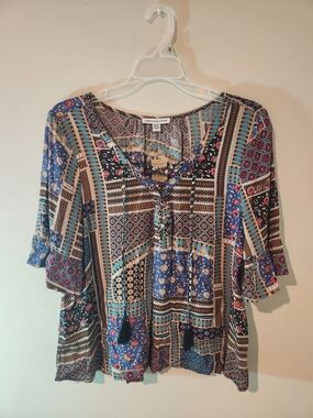 American Eagle Outfitters Boho Peasant Blouse Top Women XS Multicolor NWT